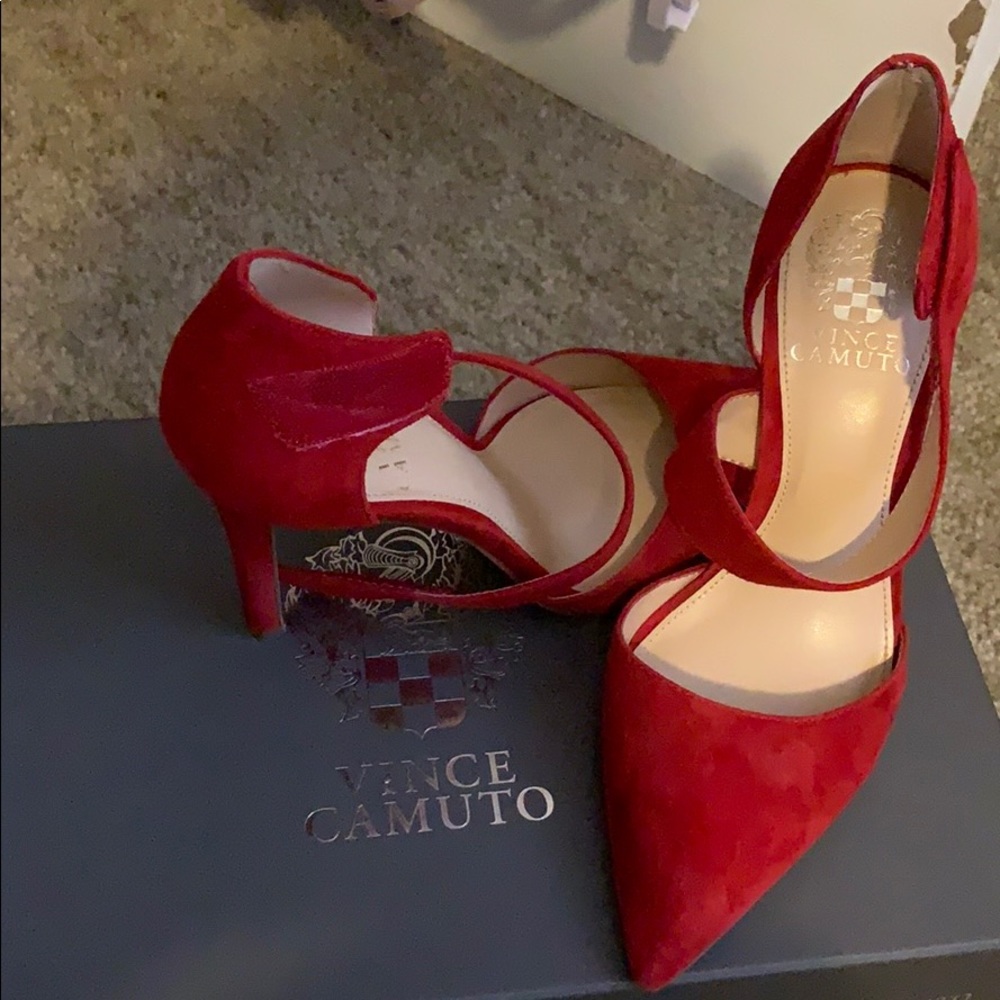 Ruby Red Heels- barley worn.